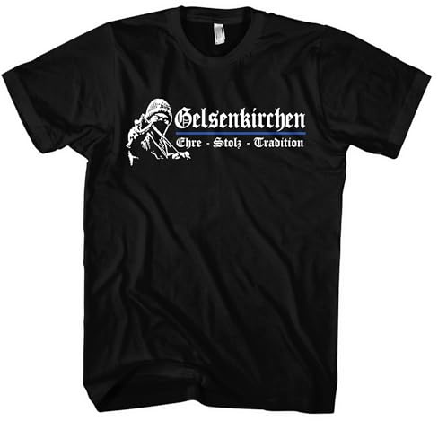 Gelsenkirchen Ehre und Stolz Herren T-Shirt | Sport Shirt Fussball Ultra Skyline Trikot Ruhrpott | M1 Schwarz (XXL)
