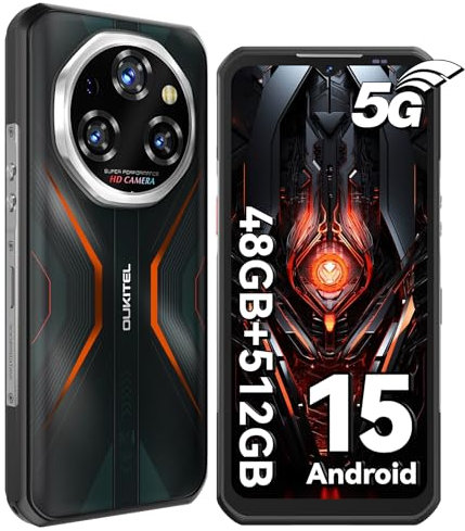 OUKITEL WP55 Pro 5G Outdoor Handy 48GB+512GB(2TB) Android 15, 11000mAh/33W Outdoor Smartphone Ohne Vertrag, 108MP+8MP Nachtsicht-Kamera, 6.6” FHD+ 120Hz Baustellenhandy,IP68/5G Dual SIM/NFC/OTG/GPS