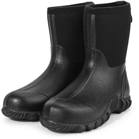 GUGULUZA Botas de media caña para hombre, de neopreno, aisladas, impermeables, para pesca y patio, Negro , 42 EU