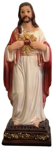 TANGPINGMAO Heiliges Herz der Jesu Statue, 5, 12 Zoll Harz Jesus Statue, Renaissance Christus, religiöse Figur für Autohaus Hauswarming gegenwärtige Figur