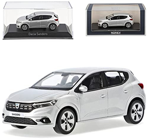 Dacia Sandero 3 DJF Highland Silber Grau 3. Generation Ab 2021 1/43 Norev Modell Auto mit individiuellem Wunschkennzeichen