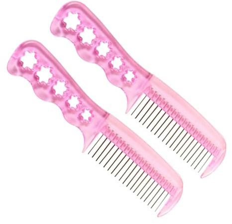 Gogogmee 2pcs Pink Anti-static Wig Comb and Hair Wire Brush for Synthetic and Doll Hair Extensions Styling Tool for Women and Doll Care