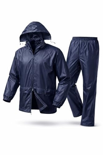 Traje Lluvia Impermeable Hombre Chaqueta Capucha Pantalon Conjunto Antilluvia Moto Trabajo Pesca Senderismo Ciclismo Exterior Resistente Agua Ligero Transpirable Ajuste Comodo Proteccion Serie 105