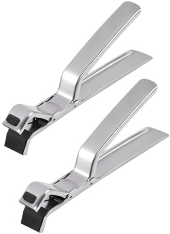 2 Pcs Stainless Steel Hot Plate Gripper, Tongs Clamp For Hot Food,Multi Purpose Pot Holder Clamp, Pizza Pan Gripper, Silicone Anti Scald Clip Tongs For Air Fryer, Food Steamer, Oven, Microwave