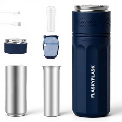 Flaskyflask Glacière à Insuline de Voyage USB - Réfrigérateur Médical Portable avec Contrôle Intelligent 2-8℃ et Écran LCD, Inclus Nouveau Gel en Anneau, Certifié TSA pour Diabétiques (Bleu)