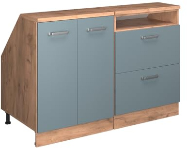 Vicco Küchenschrank für Dachschrägen R-Line, Blau-Grau, 120 cm 2er Set Schrankkorpuss 60 cm Tiefe, geeignet für schräge Wände und Variable Küchenmontage