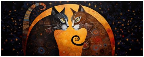 Wallario Küchenrückwand selbstklebend 115 x 50 cm, Motiv: Katzen im Mondlicht | Spritzschutz abwischbar & pflegeleicht