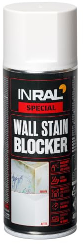 INRAL Wall Stain Blocker Spray 400ml | Anti Mould Primer | Covers Nicotine, Soot & Water Stains | White Matt | Fast Drying | Walls, Cement & Plasterboard