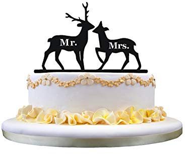 zhongfei Rustic Andenken Kuchen Topper- 2 Deers mit Herrn und Frau
