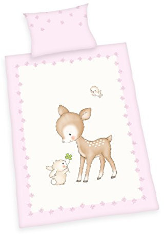 Herding Baby Best Bettwäsche-Set, Kleines Reh, Kopfkissenbezug 40 x 60 cm mit Hoteleinschlag, Bettbezug 100 x 135cm, mit leichtläufigem Reißverschluss, 100% Baumwolle/Renforcé