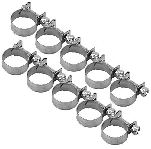 10pcs Sanitary Mini Fuel Line Pipe Hose Clamp Clip 304 Stainless Steel Fuel Injection Line Hose Clamp Adjustable Pipe Hose Tube Clamps(16-18Mm)