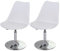 Mendler 2er-Set Drehstuhl Malmö T501, Stuhl Küchenstuhl, höhenverstellbar, Kunstleder - weiß, Chromfuß