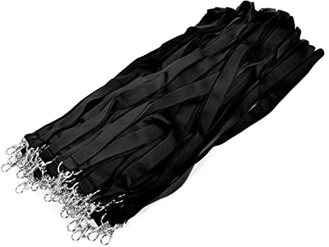 Kandinsky Schlüsselbänder Lanyards unbedruckt, Schwarz, mit Verschluss, 20 mm Breite (50 Stück)