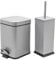 Harbour Housewares Bathroom Bin & Brush Set - Grey - 2pc Square Stainless Steel Pedal Bin & Toilet Brush Set Slim Small Trashcan for Kitchen Waste, Bathroom Rubbish