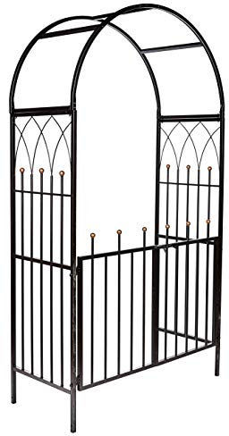 RUDDINGS WOOD Heavy Duty Square Section Metal Dorchester Garden Arch and Gates - Arbour Climbing Rose Plant Support Pergola Gated Archway