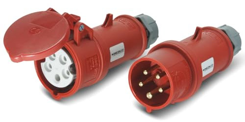 CEE Stecker & Kupplung Set 400V/16A 5p IP44 mit Phasenwender - Mennekes