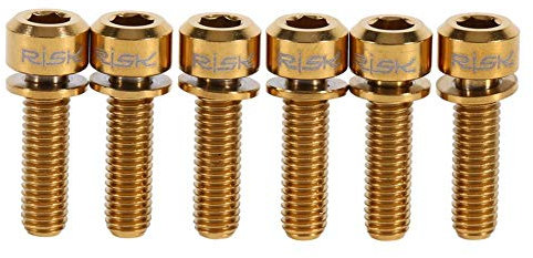 Tbest Vorbau Schrauben M5,Vorbau Schrauben,Titan Schrauben,Fahrrad Vorbau,6 Stück Titanlegierung M5 X 18 Mm Schrauben Mit Unterlegscheiben Für Fahrrad Vorbau(Golden)