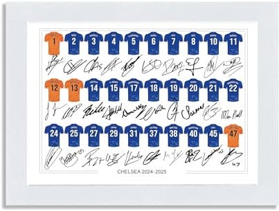 Mounted Gifts Chelsea team squad 2024-2025 Signed poster print framed picture photo autograph gift 24/25 Enzo Madueke Cole Palmer Joao Felix (A4 Mounted Only)