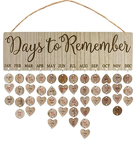 BESPORTBLE Conseil D'anniversaire de Famille Ensemble Suspendu Calendrier en Bois Calendrier Mural Décor pour Rappel D'amis de Famille Amis
