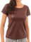 Latex Damen Shirt - Damen Wetlook Shirt mit halbem Arm (Bordeaux, XL)