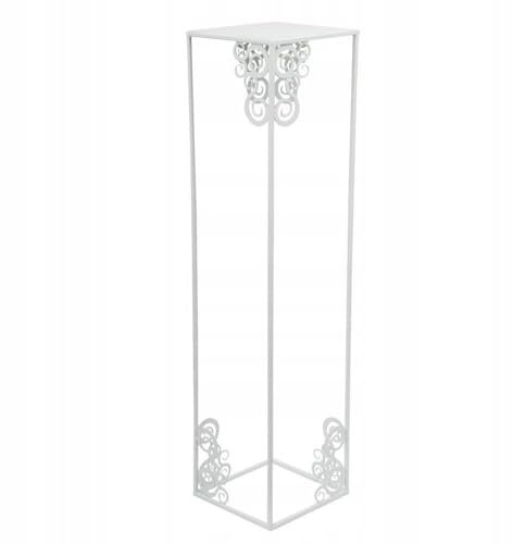 HowHomely Blumenständer Metall 80 x 24 cm - Solider Blumenhocker mit Ornamenten - Weiß Pflanzenständer für die Hausdekoration wie Salon oder Schlafzimmer