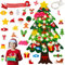 KEEHOM Albero di Natale in Feltro, Albero di Natale da Parete con 34 Pezzi Ornamenti Rimovibili e Catena di Luci LED, Decorazione Natalizia e Ornamento Ideale per Casa Negozio Interiore Esteriore