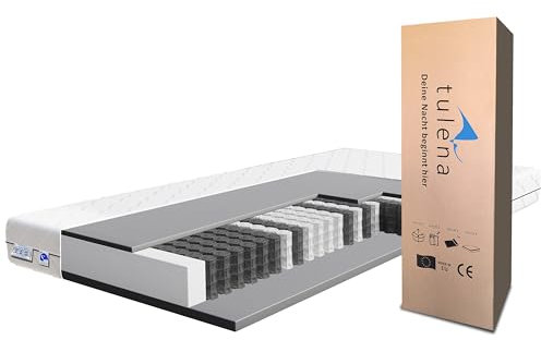 TULENA NOX Taschenfederkern Matratze 90x200 Federkernmatratze H2 + H3 Basic 18cm hoch Probeschlafen Rollmatratze Wendematratze