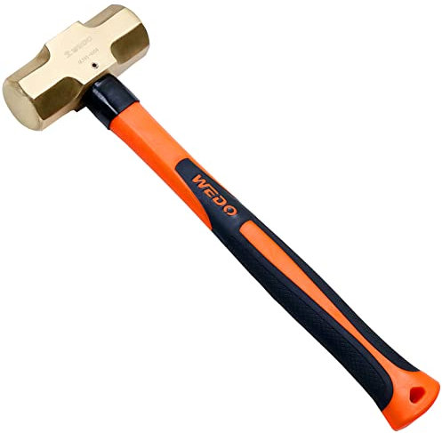 WEDO Fäustel,Nicht funkelnd Vorschlaghammer,Kopfgewicht 9100g Abbruchhammer,Komfortabler Fiberglas-Stiel,aluminium bronze Stemmhammer,Länge 900mm,korrosionsbeständig,BAM/FM-Zertifikat