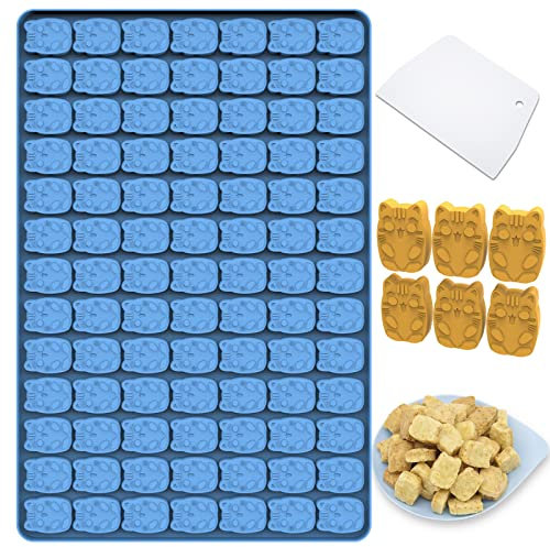 Amyandone Molde de gato de dibujos animados, 91 cavidades en forma de mini moldes de silicona para chocolate/caramelos/fondant para aperitivos, galletas, golosinas para perros, decoración de cupcakes