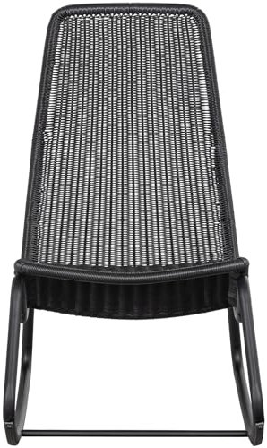 WOOOD Tom Schaukelstuhl Outdoor Schwarz - Schaukelsessel Schwingsessel aus Wasserfestem Rattan Sonnenliege Gartenliege Relaxliege für Garten und Terrasse