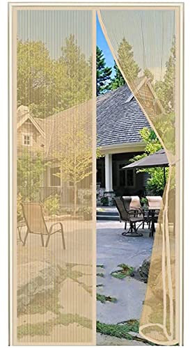 Puerta Mosquitera Magnética, Fácil de instalar, Apto para todas las puertas y ventanas de terraza 205 x 230 cm Beige