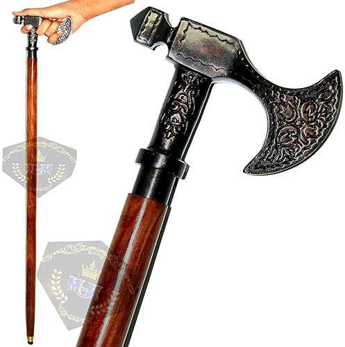 NISHA MART Walking Stick, 37 inches, Wood Shaft, Brass Handle, Rubber Tip, 3-fold, Decorative Gift