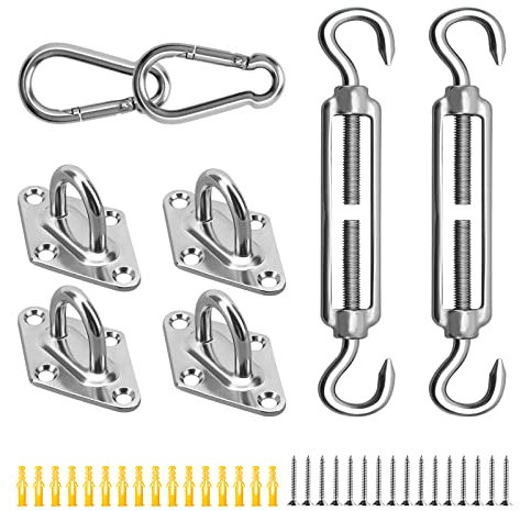 Sonnensegel Befestigungs Kit, Sonnensegel Zubehör 304 Edelstahl Sonnensegel Spanner Zubehör Montage Aufbau Set für Viereck und Dreieck Garten, Awnings Mounting Assembly Set