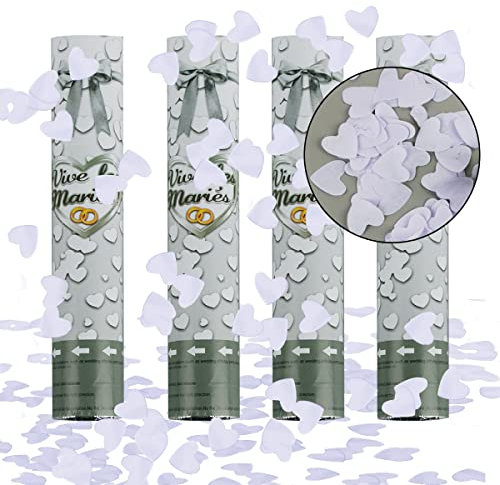 Konfettikanone Weiß*4pcs, XiXiRan Konfettikanone Hochzeit, Konfettibombe, Konfetti Popper Hochzeit, Party Popper Geburtstag, Konfetti Pistolen Set, Confetti Cannons, Konfettikanone Geburtstag