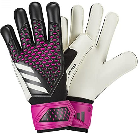 adidas Unisex Goalkeeper Gloves (W/O Fingersave) Predator Match Goalkeeper Gloves, Black/White/Team Shock Pink, HN3338, 9-