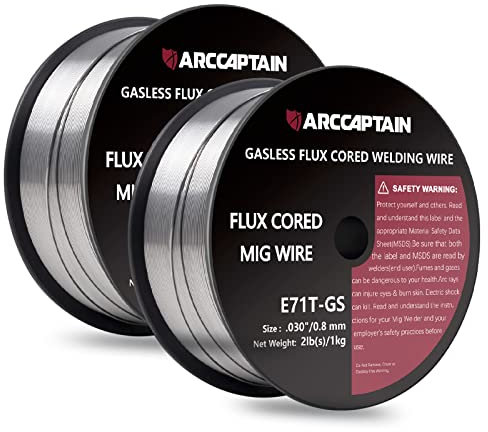 ARCCAPTAIN Filo di riempimento 0,8 mm, 2 kg, E71T-GS MIG, per saldatrice senza gas MIG/MAG FLUX, con certificazione TÜV, bobina D100 con mandrino da 20 mm, confezione da 2