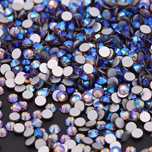 KIDEXO Cristal Blanc AB Pierres Flatback Verre Diamant Conception Paillettes Strass pour Manucure Nail Art Décoration-40 Topaze Fumée AB, SS10 1440PCS
