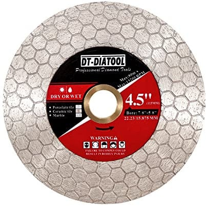 DT-DIATOOL Disco Diamantato 115mm per Piastrelle Gres Porcellanato Marmo Granito Taglio e Rettifica dei Bordi