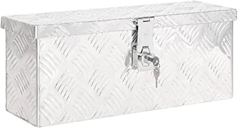 Alubox abschließbar Werkzeugkasten Transportbox Metallbox mit Deckel Aluminiumbox Werkzeugbox Aluminiumkiste Alu Box Transportkiste, Silbern 50x20,5x15 cm Aluminium