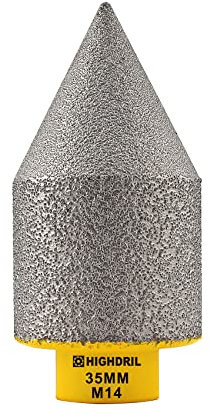 HIGHDRIL Chanfreinage diamanté Fraise - Fraise à chanfrein en diamant avec filetage M14 pour agrandir les trous de 35 mm dans les carreaux de céramique en porcelaine, le granit, le marbre et le quartz