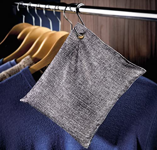 2 x Bamboo Charcoal Air Purifying Bags – Reusable Eco-Friendly Air Purifier Naturally Absorb Moisture, Odours, Bacteria, Pollutants & Allergens – Ideal to Deodorise & Dehumidify your Home & Car