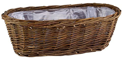matches21 Hübscher Übertopf geflochten Blumenkorb Pflanzkorb Blumentopf oval Weide Natur 1 STK 20x12x8 cm