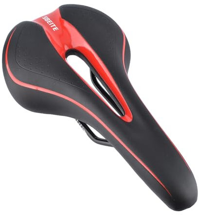 Robuster Mountainbike-Sattel, Schwarz-Rot