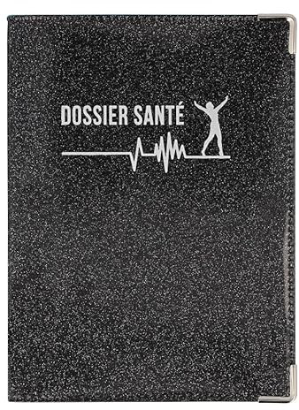 Porte Ordonnance Gris Scintillant Fabrication Française Etui Carte Vitale mutuelle Dossier santé Feuilles Maladies