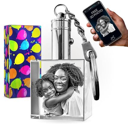 ArtPix 3D Personalisierte Schlüsselanhänger mit LED-Licht, benutzerdefinierte 2D Laser geätzt Schlüsselanhänger Fingerabdruck Kristall, große Gedenkgeschenke, Viereckig, Large Premium