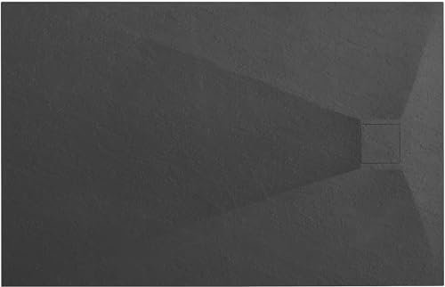 Rea Receveur de douche Magnum Black 120x90 cm Bac à douche antidérapant pour Salle de bain (noir)