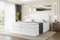ALTDECOR Boxspringbett mit Matratze und Lattenrost, Topper, Polsterbett mit Bettkasten, Bett mit Stauraum H3- und H4- Matratze, Doppelbett, Springboxbett - Marce King - 200x200 Weiß Kunstleder