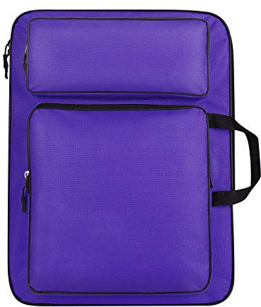 Zeichentasche A3 Transporttasche 8K Zeichenmappe mit Griff Schultergurt Rucksack Kinder Kunstmappe für Zeichentafel Skizzenbuch Transportmappe Malerei Zeichenplatte Tragetasche Outdoor Lila