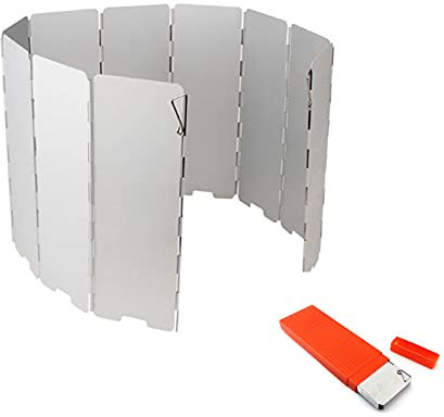 Parabrisas de estufa 10 placas Parabrisas de estufa de campamento Parabrisas de estufa plegable con estuche de transporte Parabrisas de quemador de aluminio para mochileros Cocina de camping