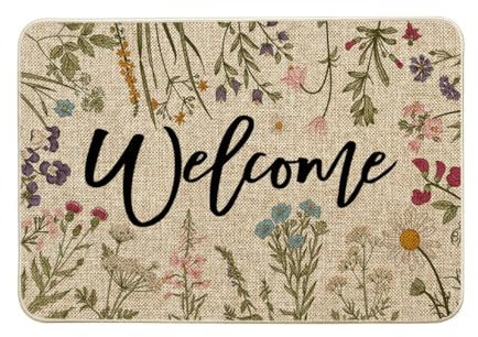 Artoid Mode Welcome Antike Kräuter Wilde Blumen Frühling Fußmatte, Hause Dekoration Küche Teppich Bodenmatte Für Innen Außen Dekor 40x60 cm